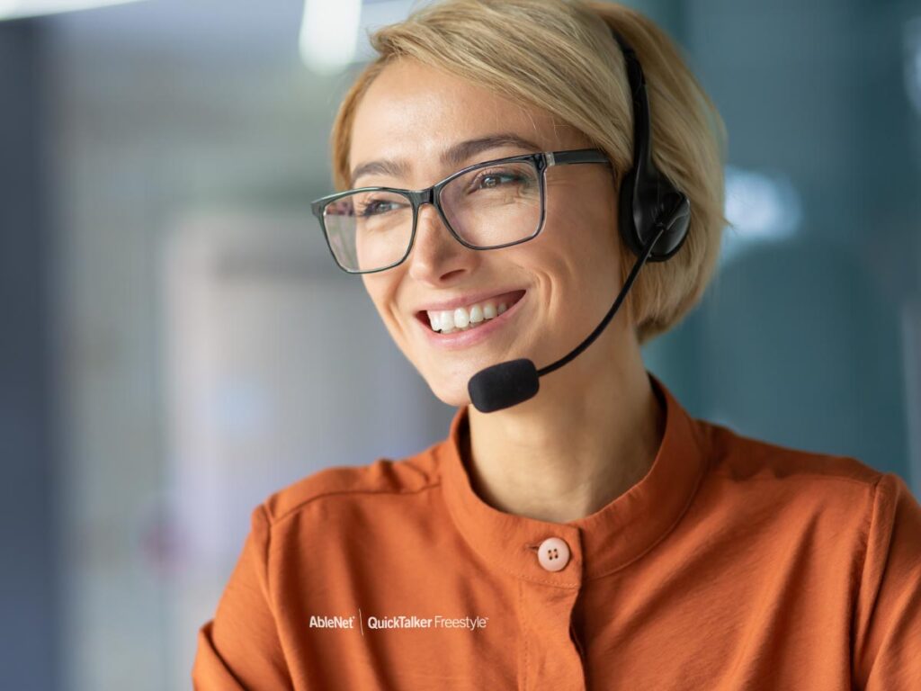 A smiling customer service representative.