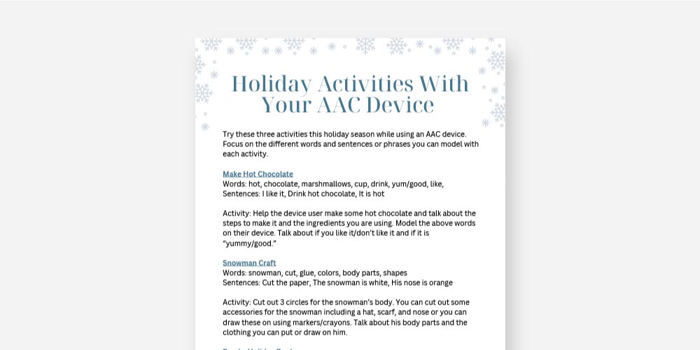 Holiday activities with your aac device.