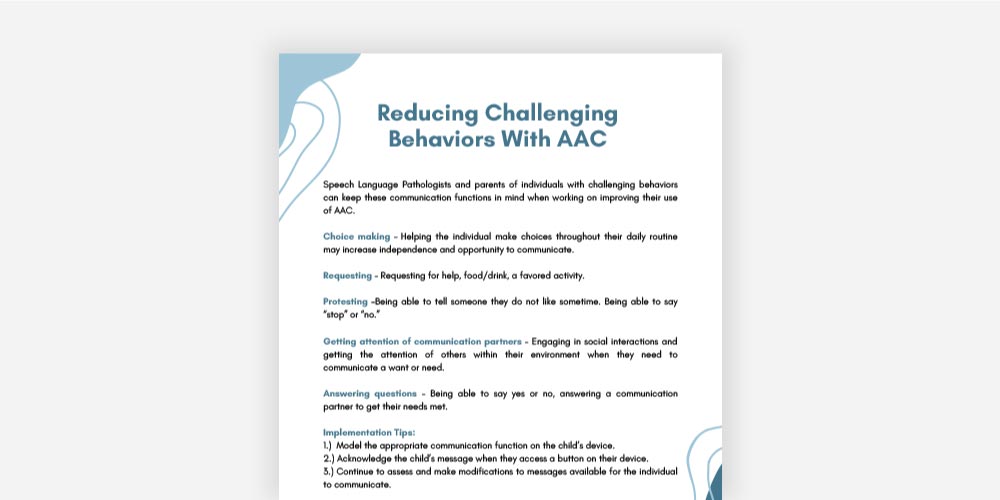 Reducing Challenging Behaviors with AAC PDF.
