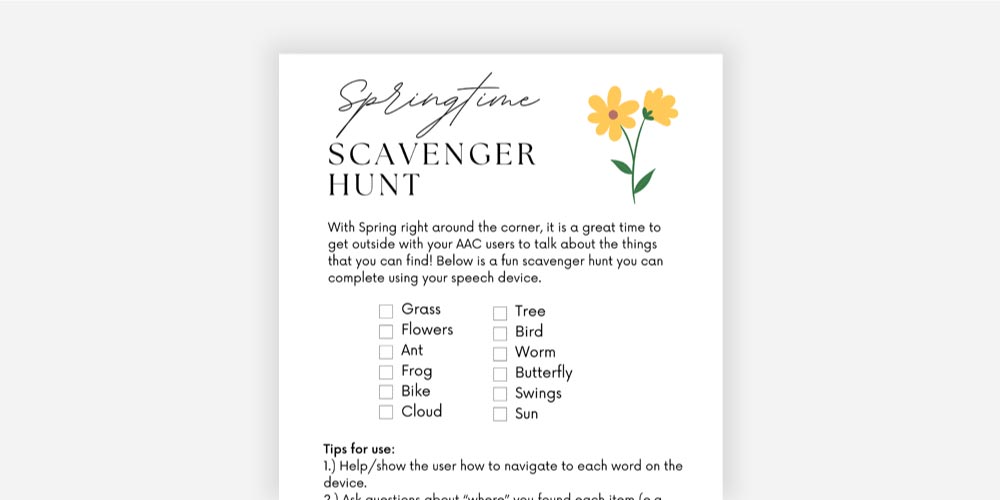 Springtime Scavenger Hunt PDF.