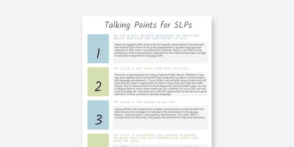 Talking Points for SLPs PDF.