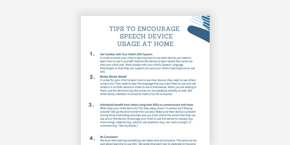 Tips to encourage Speech Device Usage at home PDF.