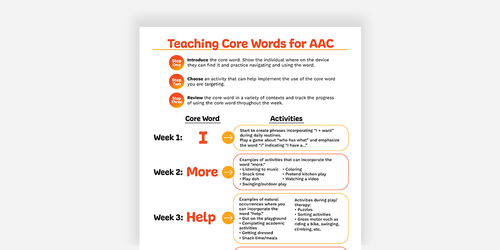 September 2023 Core Words Activity