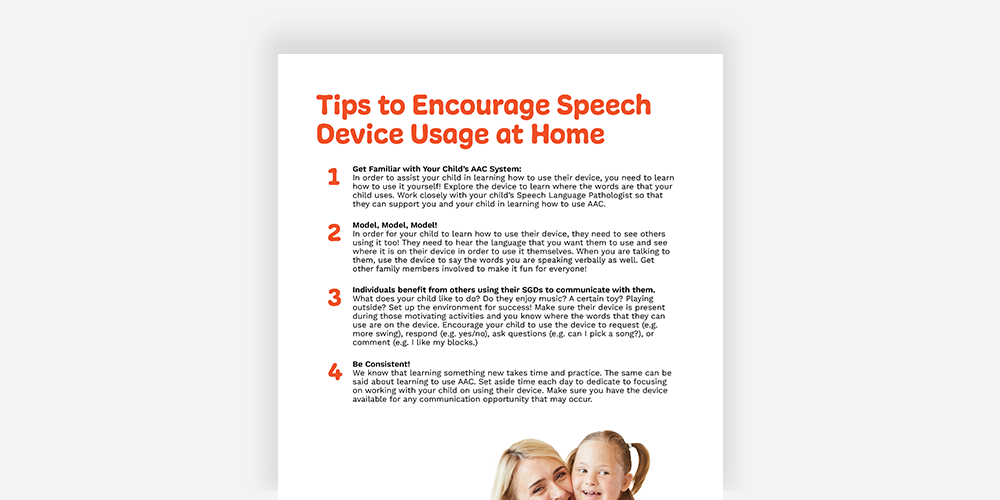 Tips to encourage speech device usage at home resource download.