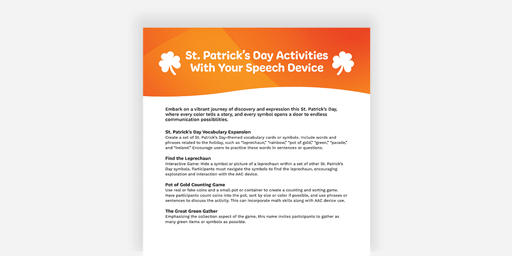 St. Patricks Day fun activities for speech devices in 2024.