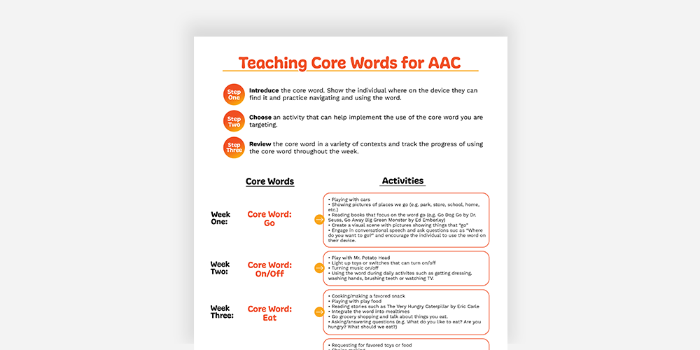 August Core Words Download.