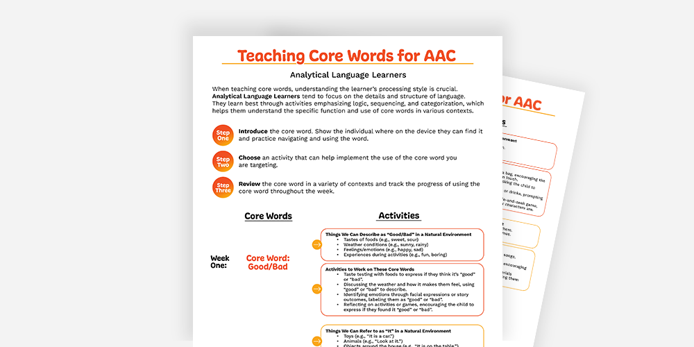 Teaching Core Words - Analytic Language Learners