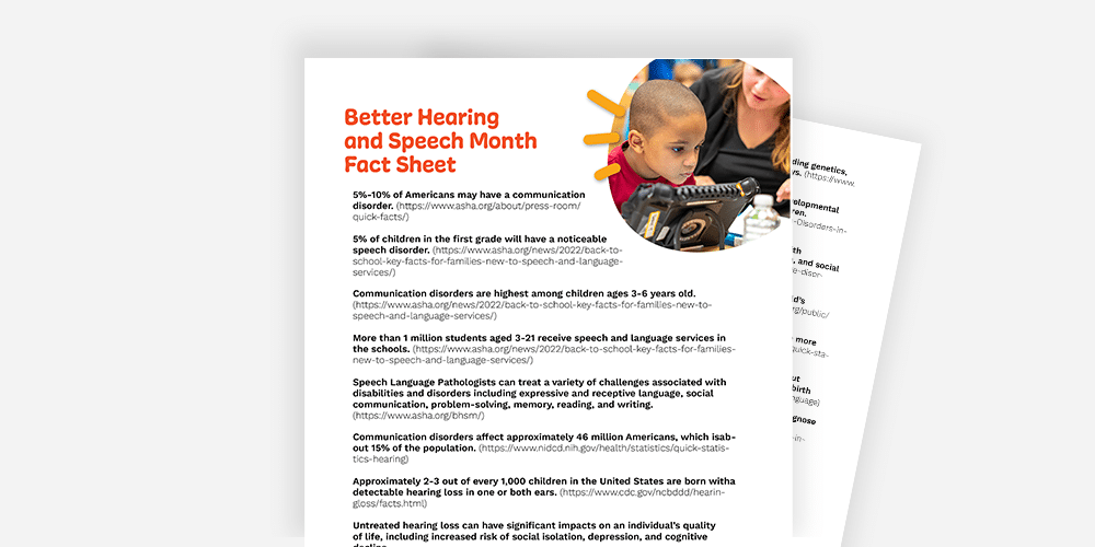 Download resources for Better Hearing and Speech Month to promote communication health.