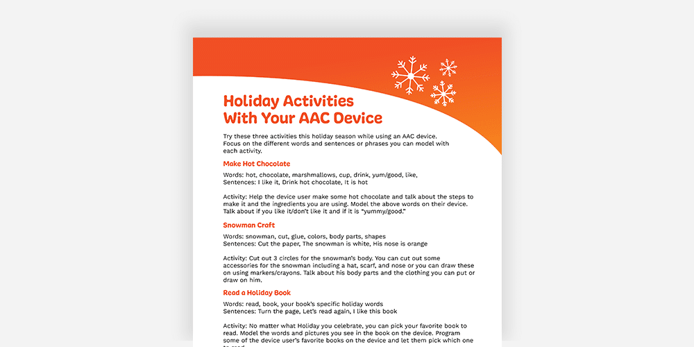 Engaging holiday activities to enhance communication with your AAC device. Download now!