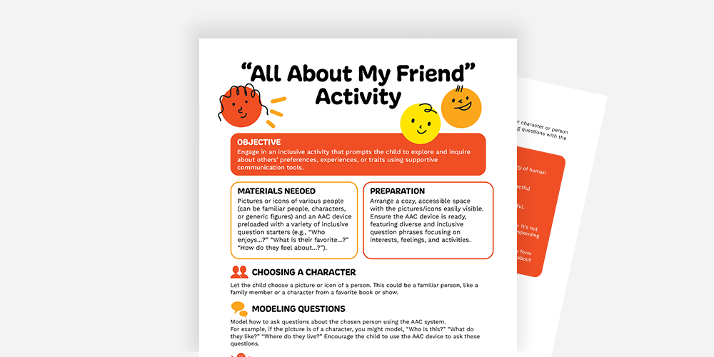 All About My Friend activity download.