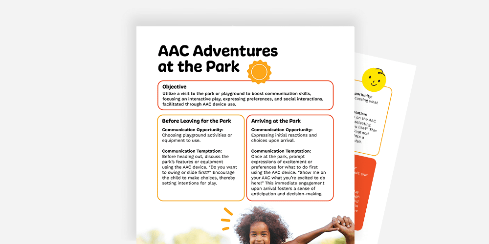 Engaging AAC activities and fun experiences at the park for all ages.