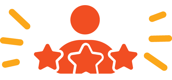 Person surrounded by stars, symbolizing achievement and recognition.