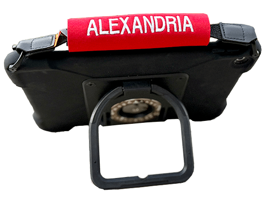 Stylish Alexandria tablet case with handle for easy portability and protection.