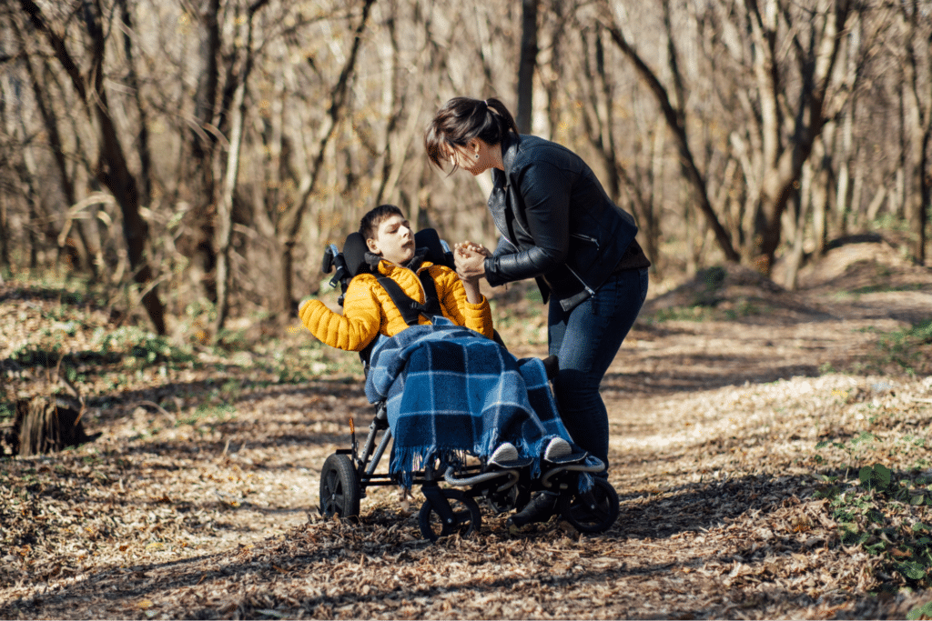 Connecting in nature: a joyful moment between loved ones.