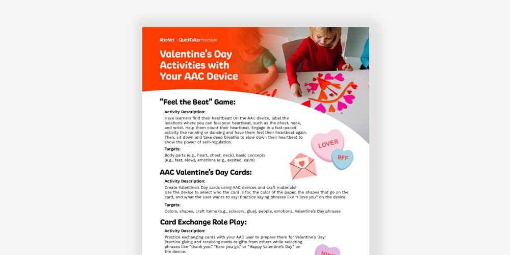 Valentines Day AAC activities for communication and engagement with your device.