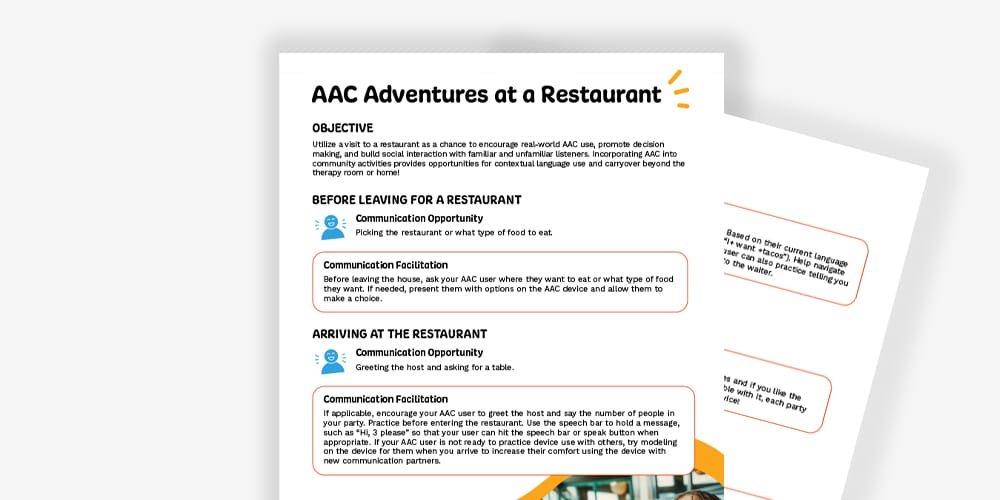 AAC restaurant adventure guide for enhancing communication and social skills while dining.