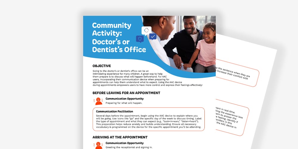 Community activity guide for visits to the doctor or dentist office.