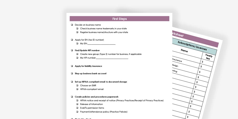 First steps checklist