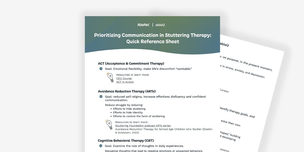 Prioritizing communication stuttering therapy quick guide