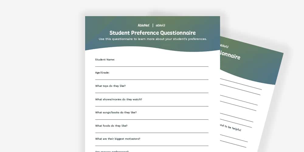 Student preference form