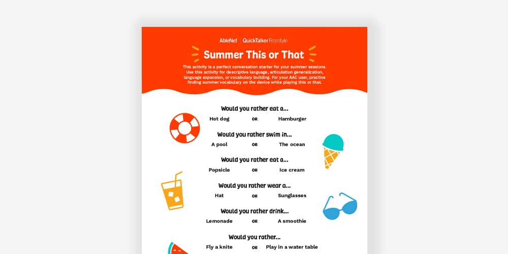Summer This or That activity for fun conversations and choices.