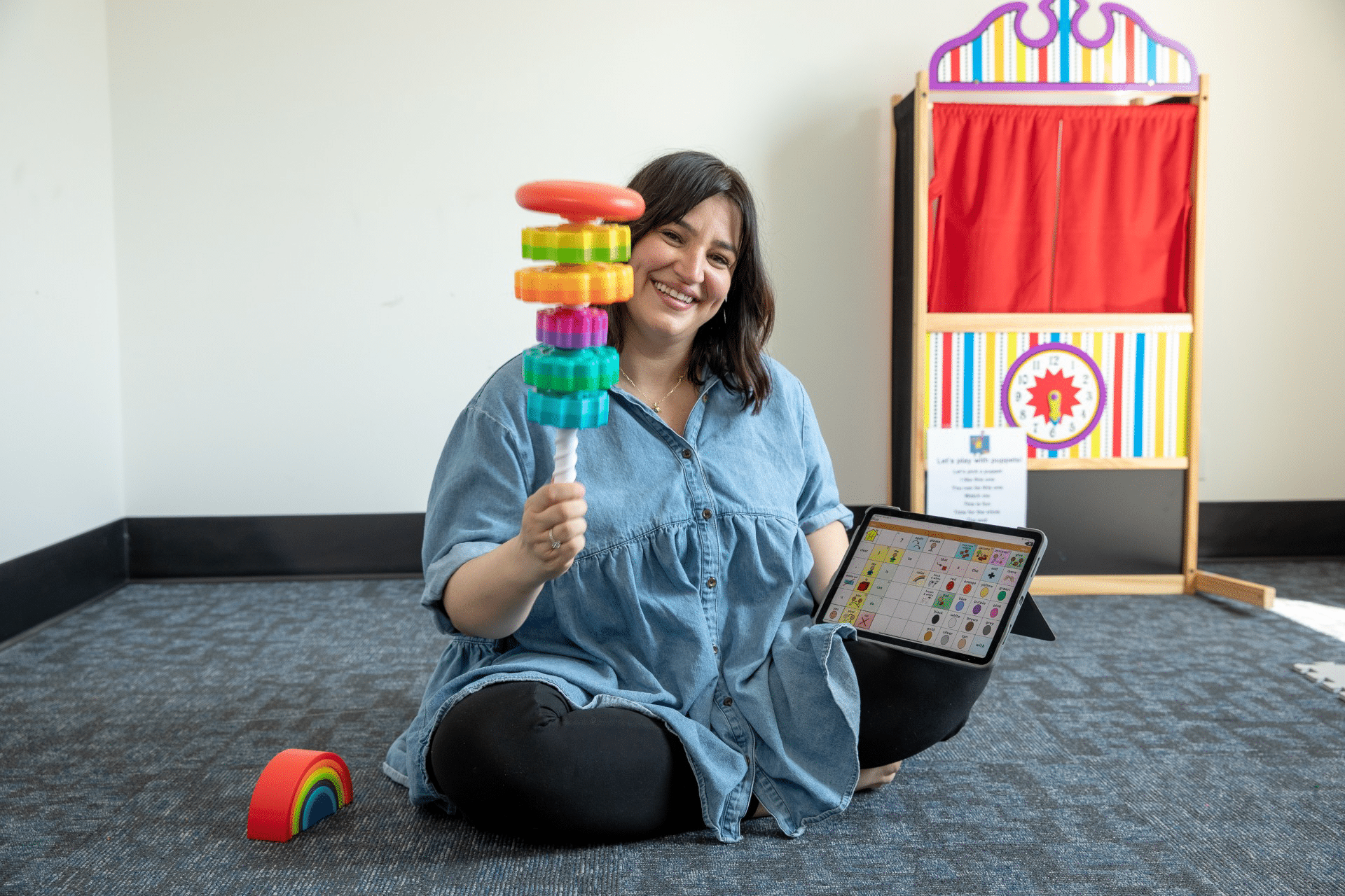 Colorful toy stacking promotes playtime learning and development for children.