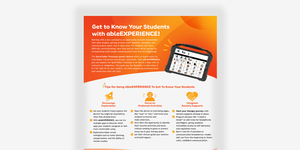 Explore ableXPERIENCE to effectively connect and engage with your students unique needs.