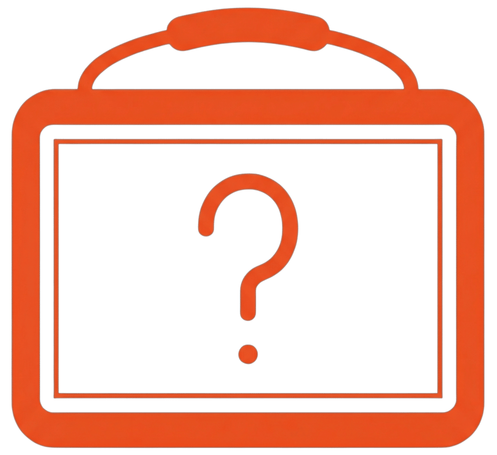 Orange mystery case graphic featuring a prominent question mark symbol.