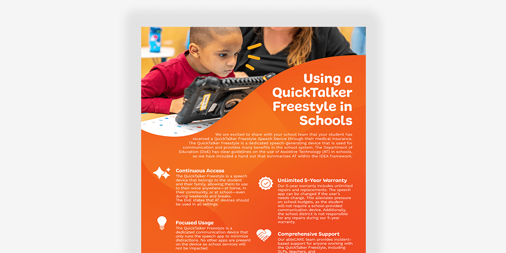 Using QuickTalker Freestyle enhances communication support in schools for students with speech needs.