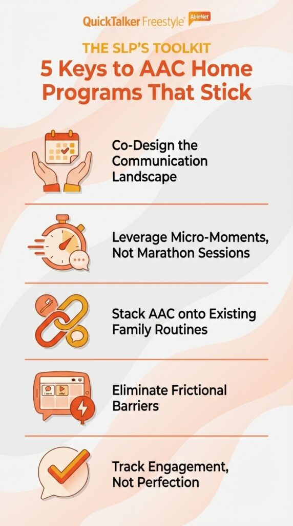 Five essential keys for effective AAC home programs that encourage communication growth.