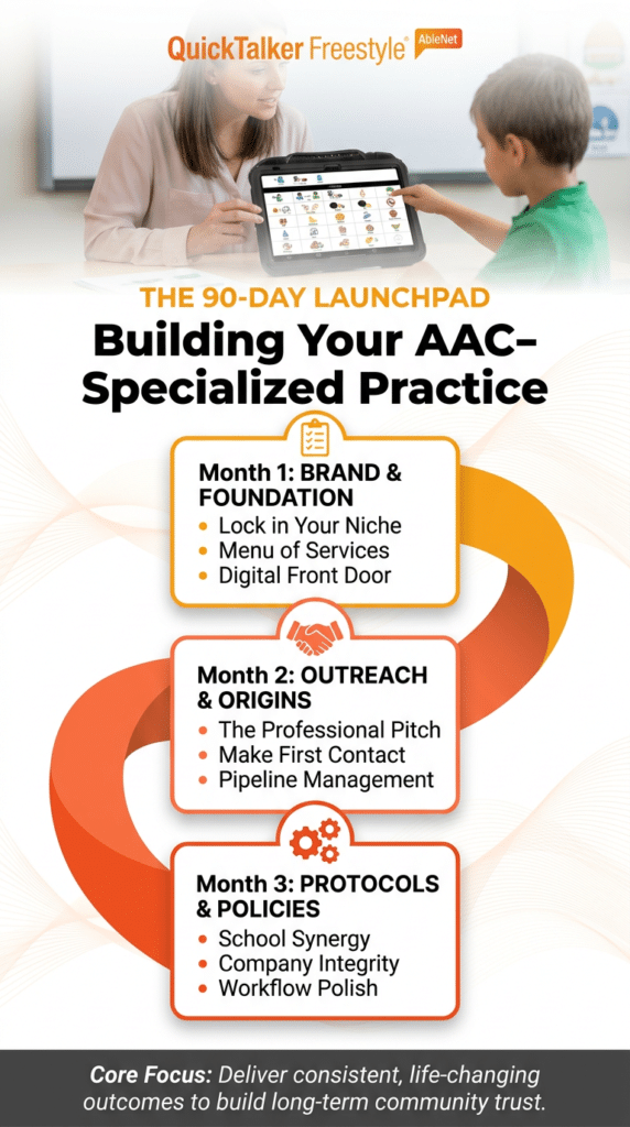 90-Day Launchpad for Building Your AAC Specialized Practice. Enhance outreach and protocols effectively.