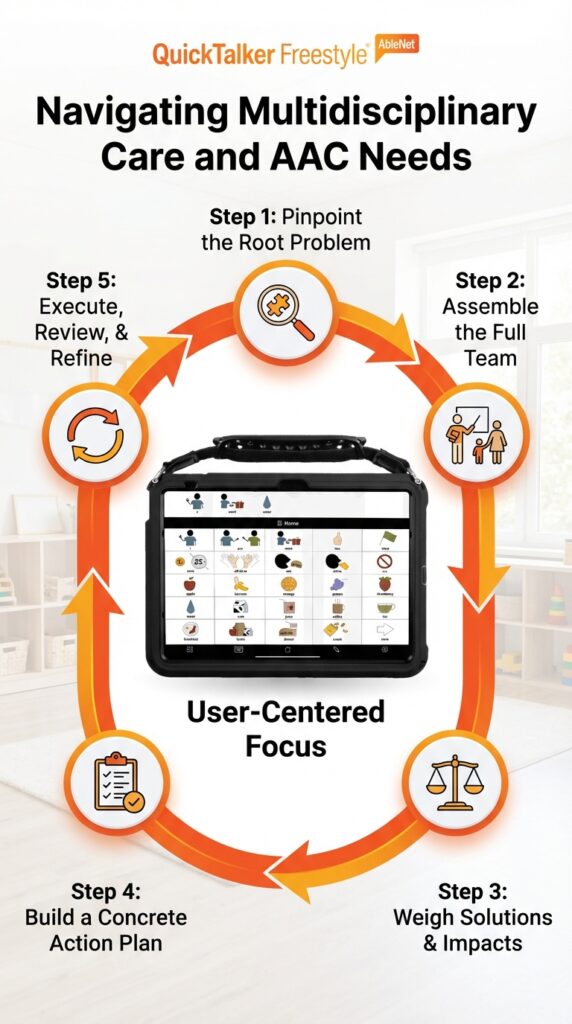 Navigating AAC needs with QuickTalker Freestyle for effective multidisciplinary care solutions.