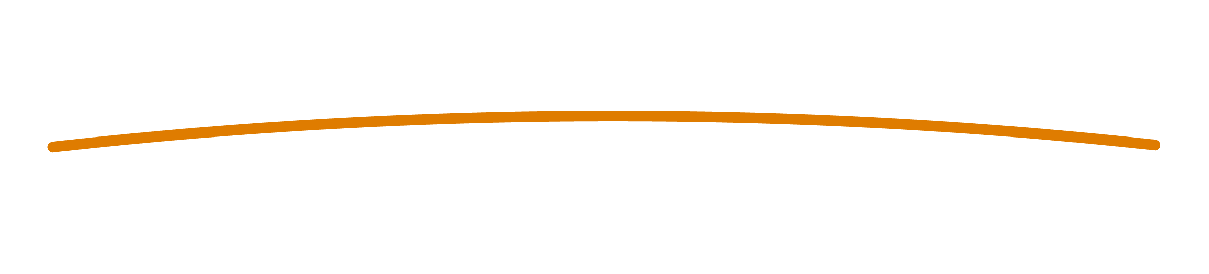 Elegant curved line illustration in vibrant orange against a black background.