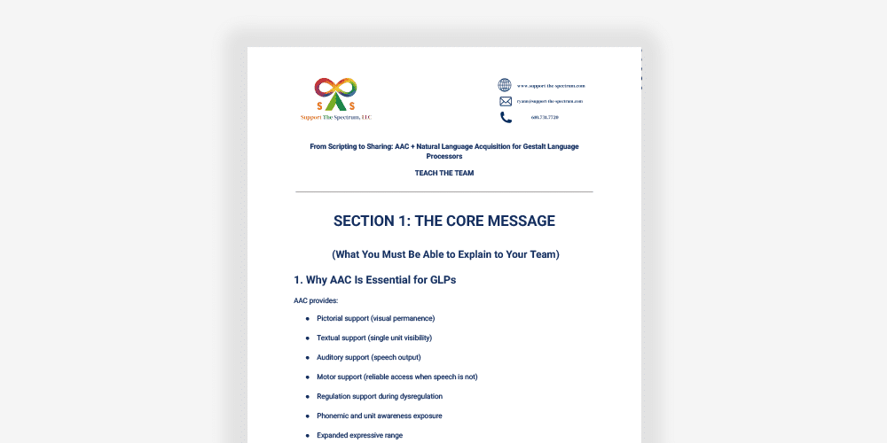 AAC core message overview for team training and support strategies.