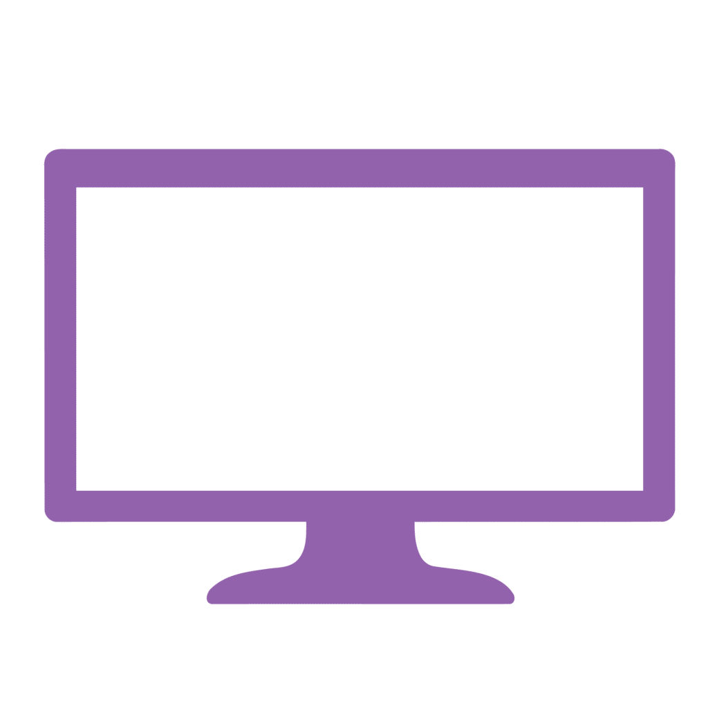 Purple computer screen icon representing digital technology and modern computing.