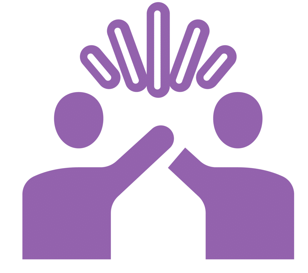 Two figures giving a high-five gesture symbolizing celebration and teamwork.