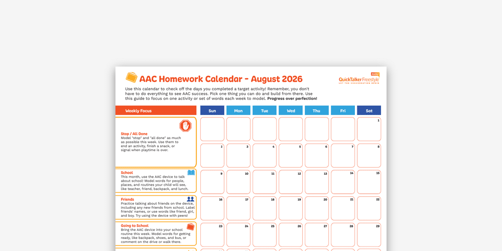 AAC Homework Calendar for August 2026 to support student progress and engagement.
