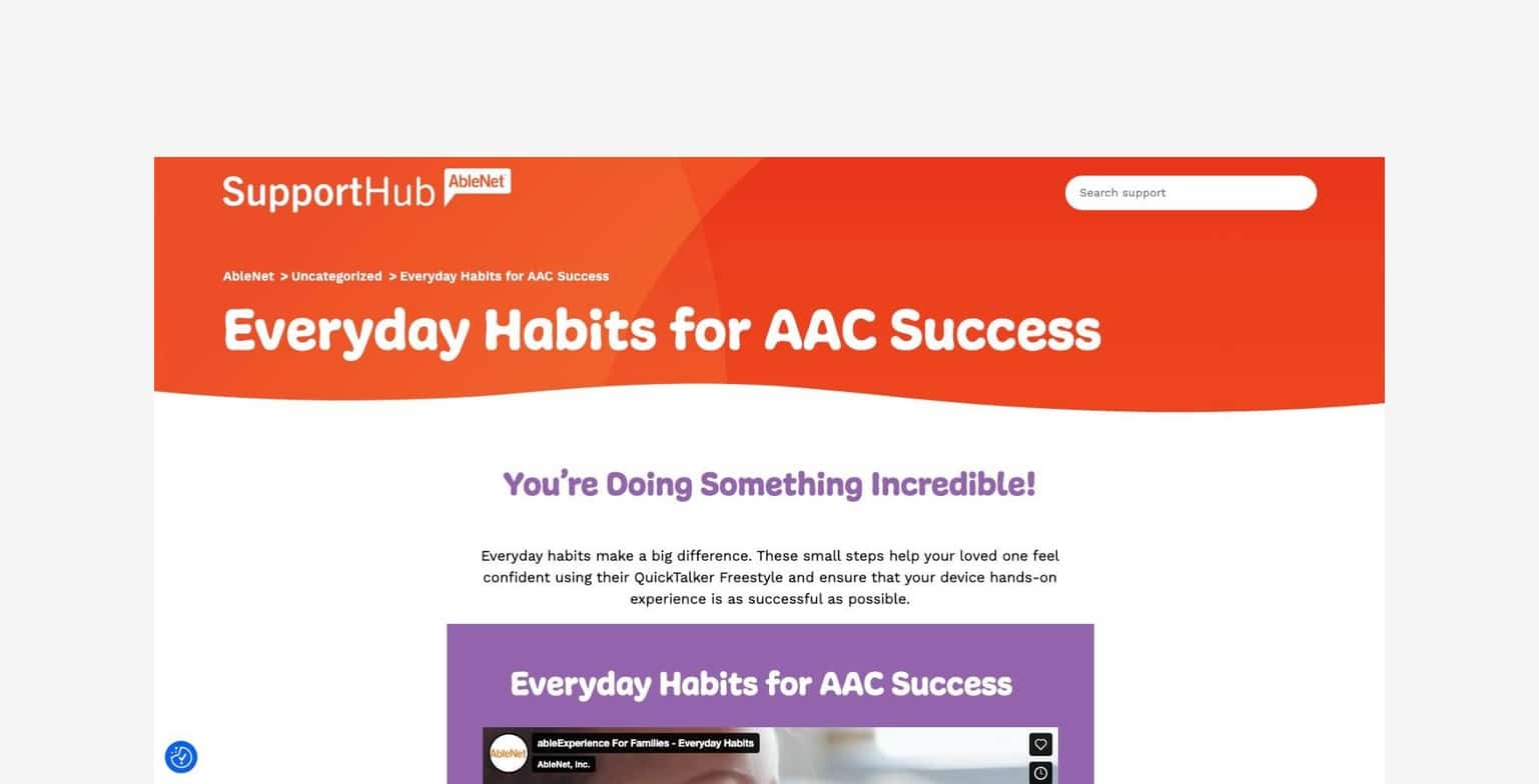 Everyday habits enhance AAC success with QuickTalker video resources.
