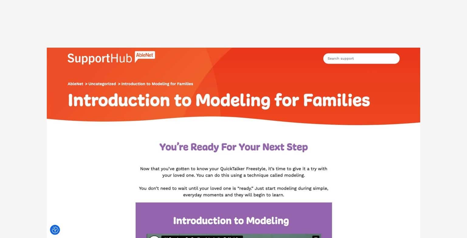 QuickTalker video resources for modeling communication in family interactions.