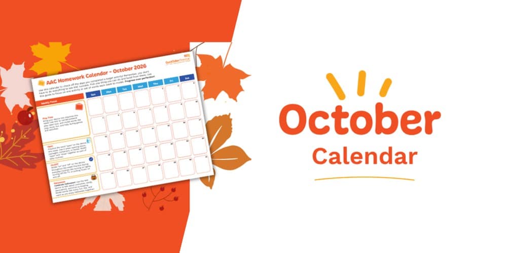 October 2026 AAC Homework Calendar with fall leaves