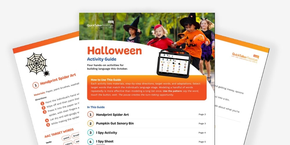 Halloween activity guide featuring fun resources for language-building activities this October.