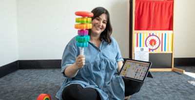 Colorful toy stacking promotes playtime learning and development for children.