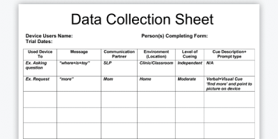 Data collection sheet with user details and communication tracking for effective learning.