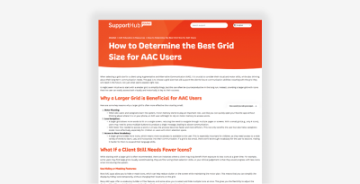 Guide to selecting optimal grid size for AAC users communication devices.