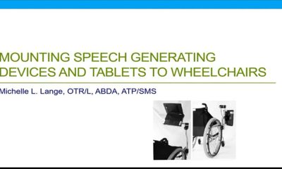 Mounting speech devices and tablets on wheelchairs for enhanced communication support.