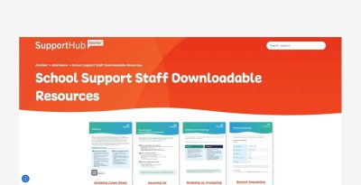 Downloadable QuickTalker video resources for school support staff assistance.