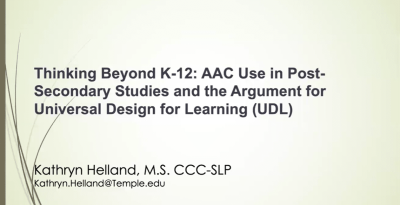 AAC implementation in post-secondary education and Universal Design for Learning concepts.