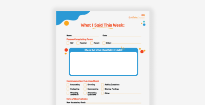 Weekly communication reflection form for AAC users: track progress and interactions.